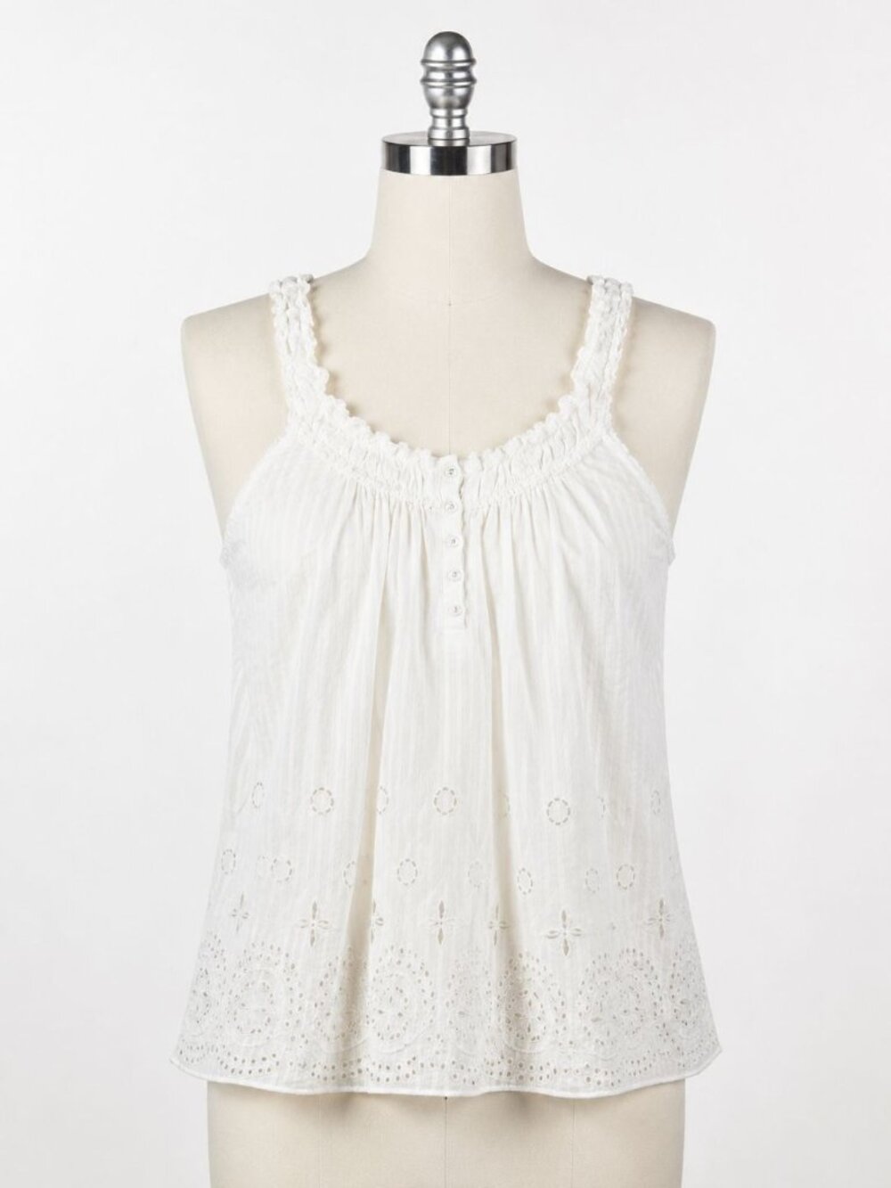 Vintage Y2K Abercrombie White Eyelet Babydoll Cami Tank Top M NWT